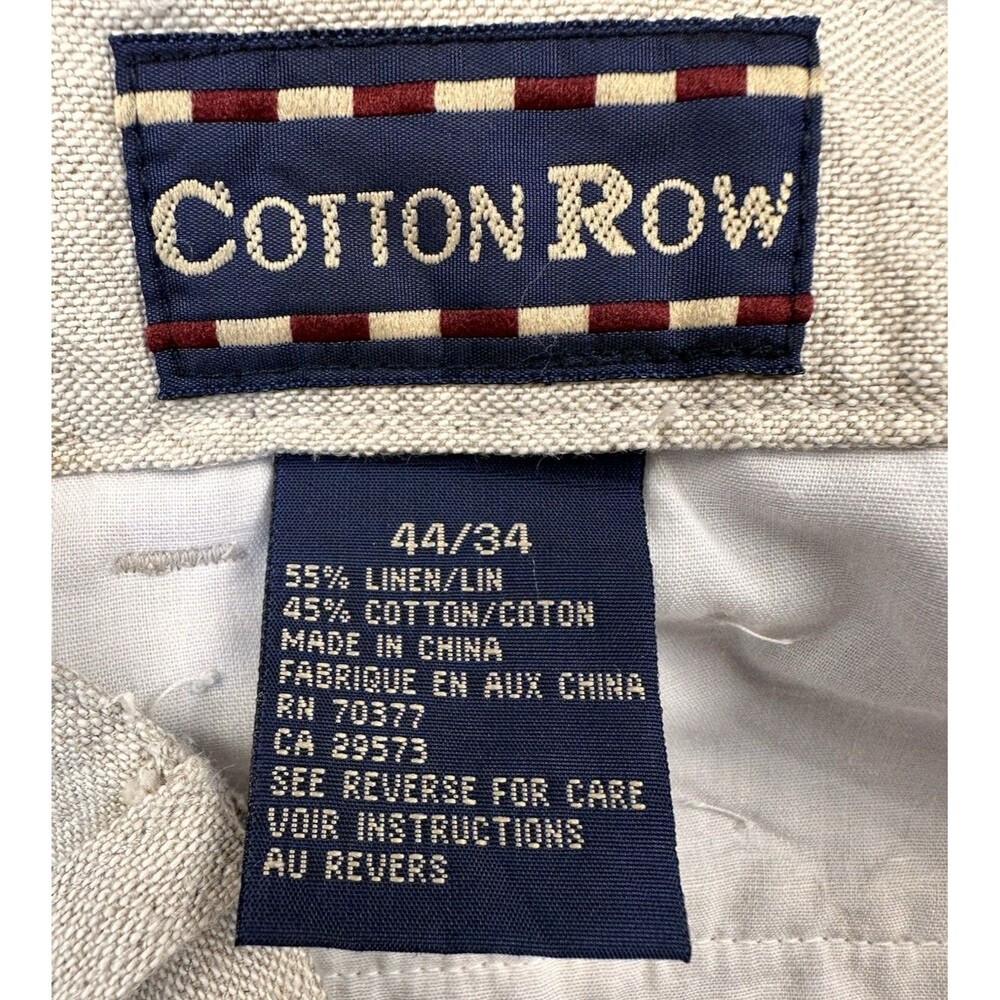 Cotton Row Linen Cotton Blend Pleated Pants Cuffed Hem Size 44/34